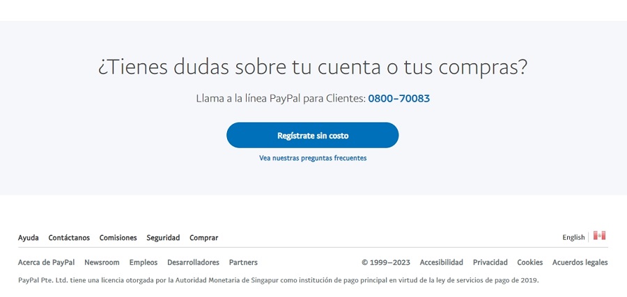 Atención al cliente de Paypal