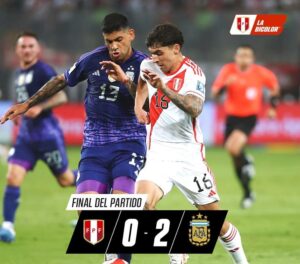Resumen Perú vs Argentina, la Bicolor de penúltima 0-2